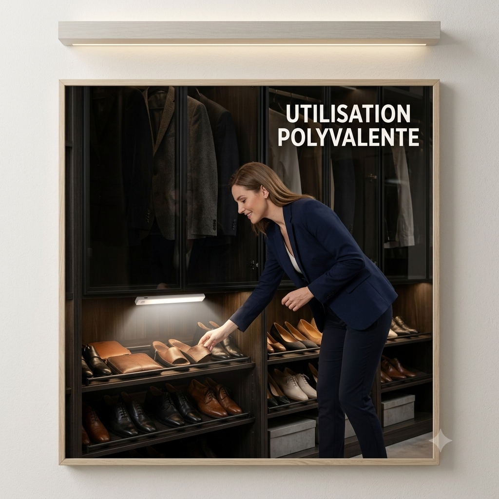Lot de 3 lampes magnétiques à fixer sous les meubles, lampes LED rechargeables de 22 cm (8,66 po) avec 3 niveaux de luminosité, fixation magnétique, allumage instantané, idéales pour la cuisine, les escaliers, etc.